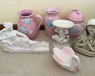 Hydrangea Vases, Italian Goddess Figurine, Cherub On Dolphin More