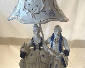 Victorian Couple Porcelain Table Lamp