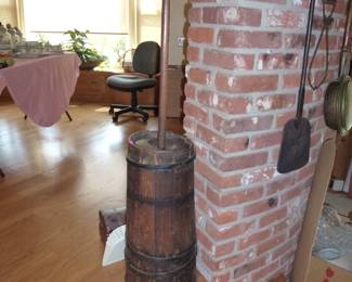 An old wooden antique butter churn  