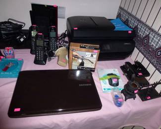OLDER LAPTOP, NICE HP PRINTER (ALL WORKS), PHONE SET
