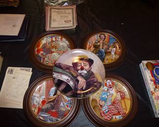 sad clown and happy clown plates