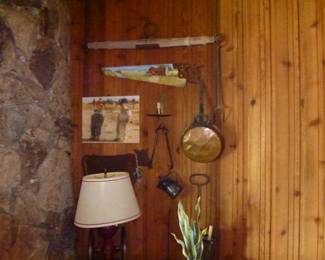 COPPER BED PAN WARMER,OTHER ANTIQUE TREASURES