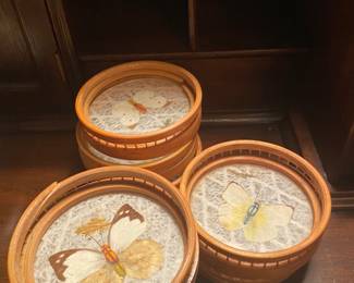 Set of vintage butterfly coasters.