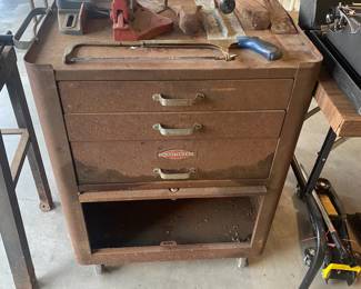 60 plus year old Craftsman tool chest, on wheels. $30