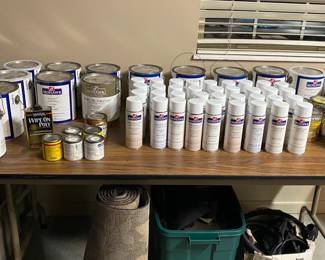 Wood finishing stains, glazes, top coats and toners.  $1 per can. Bringing more items out tomorrow. 