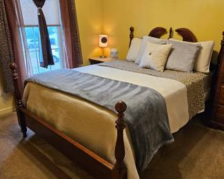 Solid wood queen bed and matress set