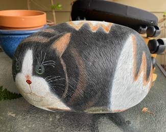 Painted Resin Folk Art Cat