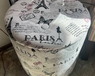 Paris Themed Storage Ottoman