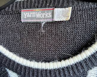 Circa 1990's Yarn Works Black and White Abstract Patterned Sweater