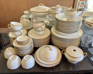 GOA France Haviland Limoges White with Gold Dinnerware Set