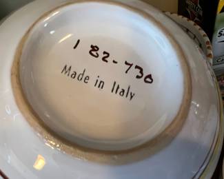 Blue Rooster Hand Painted Pottery Bowls - Made in Deruta Italy