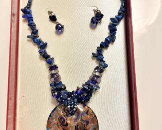 Erica Lyons Glass Beaded Necklace and Earings