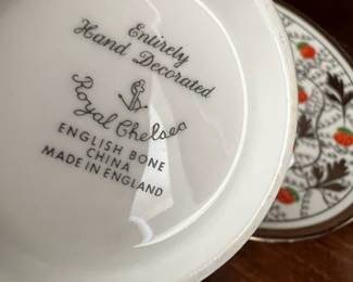 Royal Chelsea Platinum Silver and Strawberries Teacup & Saucer 