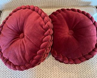 Round Red Pouf Throw Pillows
