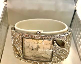 Saché Silver Tone Metal and Cubic Zirconia Ladies Watch