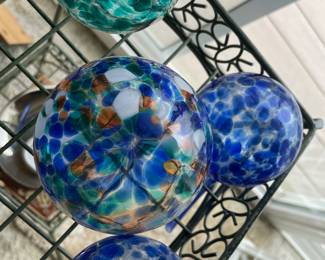 Assortment of Blown Glass Speckled Orbs