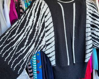 Circa 1990's Yarn Works Black and White Abstract Patterned Sweater