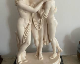 Three Graces Statuette By G. Ruggeri On Marble Base 
