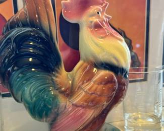 Ceramic Rooster Sculpture