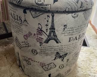 Paris Themed Storage Ottoman