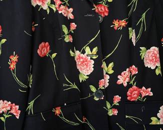 Ladies Black Coat with Pink Floral Design 