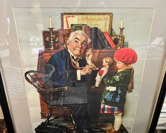 Framed & Matted Print "Doctor and Doll" by Norman Rockwell