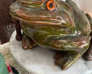 Arnel's Orange Eye Ceramic Frog Sculpture
