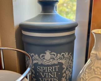 Ceramic Paul Masson Blue Decanter