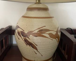 Stoneware Pottery Cream & Brown Table Lamp