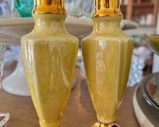 Gold & Yellow Lusterware Salt & Pepper Shaker Set