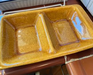 Jie Dark Yellow Pottery Divided Serving Dish - Made in Sweden
