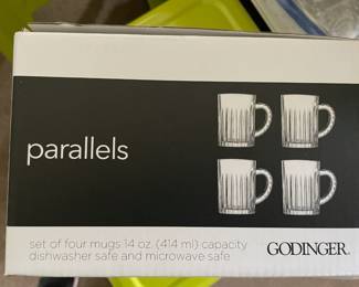 Set of 4 Parallels Crystal Coffee Mugs