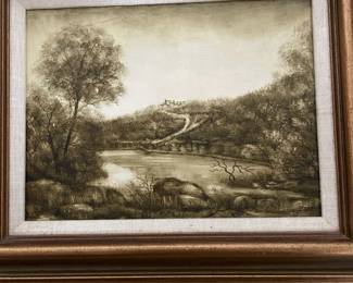 1975 Framed Oil Painting "Shiva Landscape" by Muryel Kelly