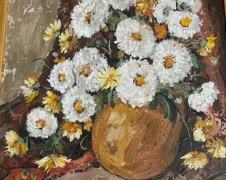 Framed Impressionist Floral Oil Painting by Mary T. Jossem