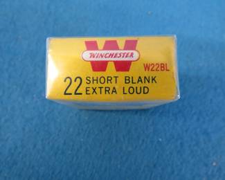 Lot 373. Winchester 22 short extra loud blanks.&nbsp; Full box of 50 rounds.