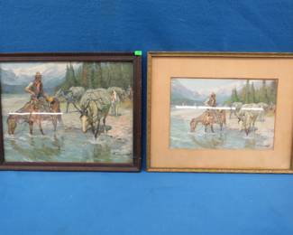 Lot 102. Two prints from an unknown artist.&nbsp; 18" x 15"