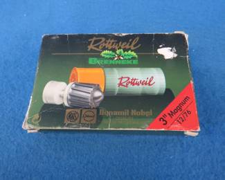 Lot 371. Brenneke 12-gauge slugs.&nbsp; 3".&nbsp; Five rounds.