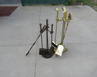 Lot 471. Two fireplace tool sets