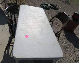 Lot 332. Folding 4' table and 2 chairs