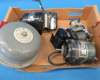 Lot 192. Signal bell, small electric motors, and more