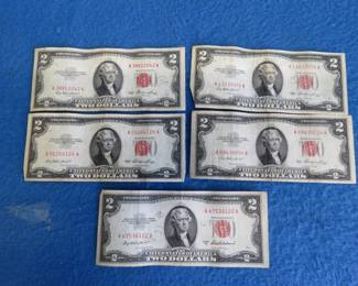 Lot 311. Five 1953 $2.00 bills
