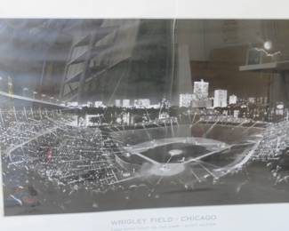 Lot 318. Two framed pictures:   Wrigley Field Chicago, Polo Grounds Manhattan New York