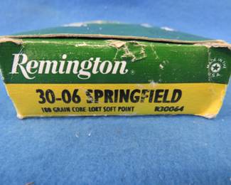 Lot 273. Remington 30-06 180-grain soft point.&nbsp; Full box of 20 rounds.