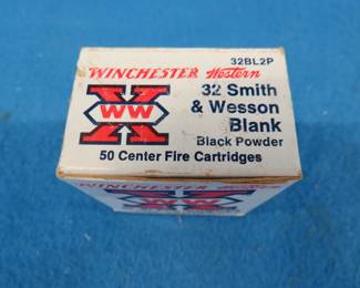Lot 177. Winchester 32 Smith & Wesson black powder blanks.&nbsp; Appears to be a full box of 50.