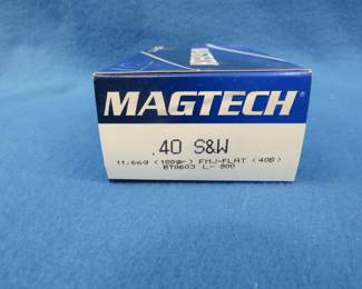 Lot 103. Magtech 40 S & W.&nbsp; 180 grain FMJ.&nbsp; Full box of 50 rounds.