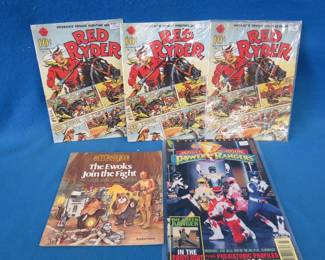 Lot 270. Power Rangers magazine, Star Wars magazine, and three Red Ryder comics