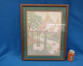 Lot 99. Framed embroidered picture.&nbsp; 24" x 19"