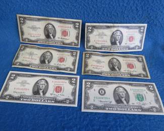 Lot 310. Six $2.00 bills