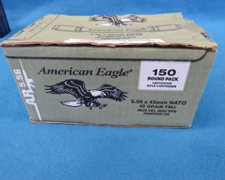 Lot 424. American Eagle 5.56 x 45mm NATO.&nbsp; 62-grain FMJ.&nbsp; 125 rounds.