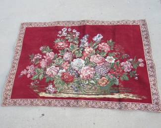 Lot 378. Area rug 55" x 36" and an elk wall tapestry or throw 70" x 50".&nbsp; Both in very good condition.